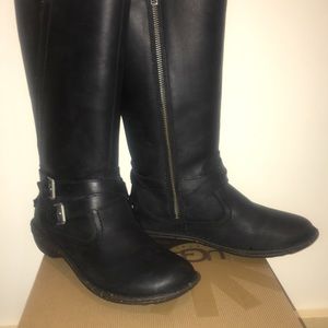 UGG  Leather Rosen Tall Black Boots sz 6